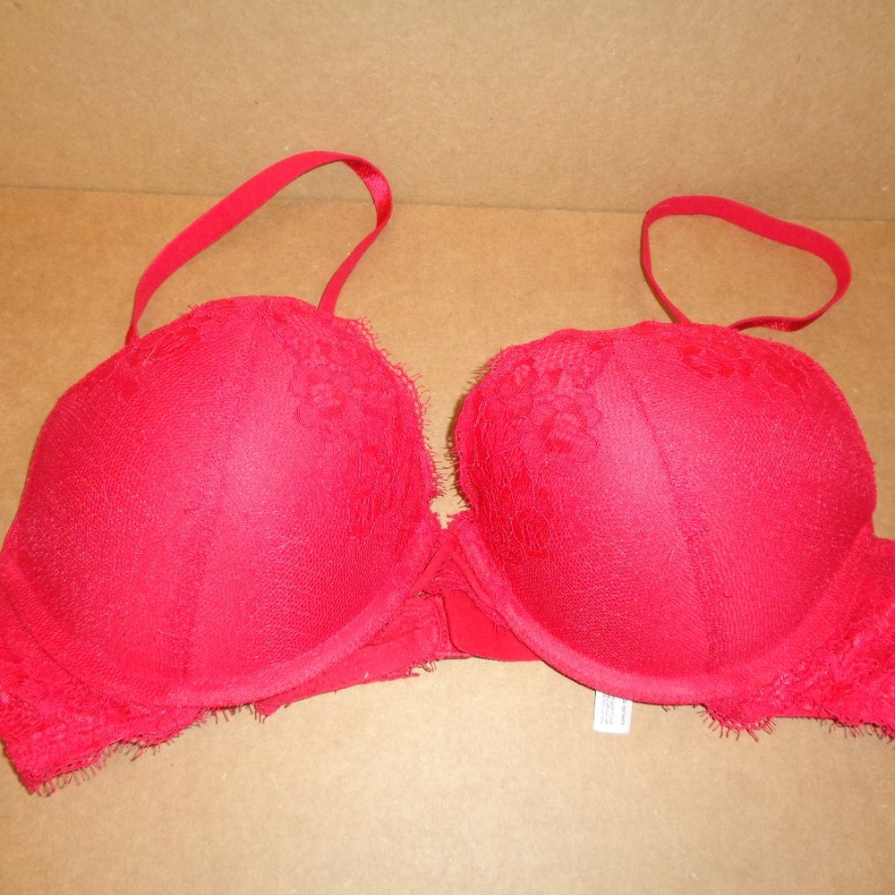 Ambrielle Plunge push up bra red lace 38c